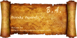 Bondy Agenór névjegykártya